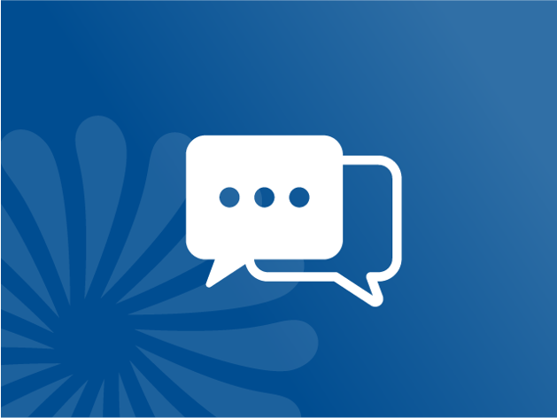 Two speech marks on a dark blue background.