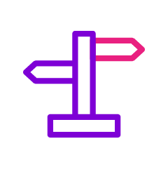 Button icon of a standing sign with arrows right and left